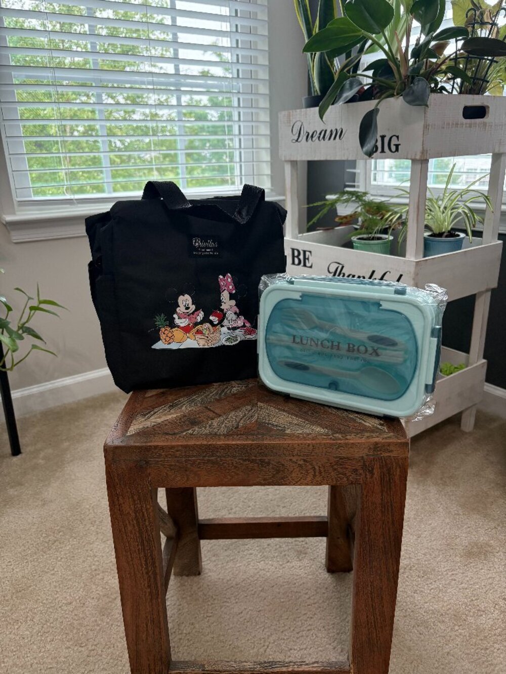 Brivilas Disney Mickey and Minnie Mouse; Insulated Lunch Bag, and Blue Bento Box